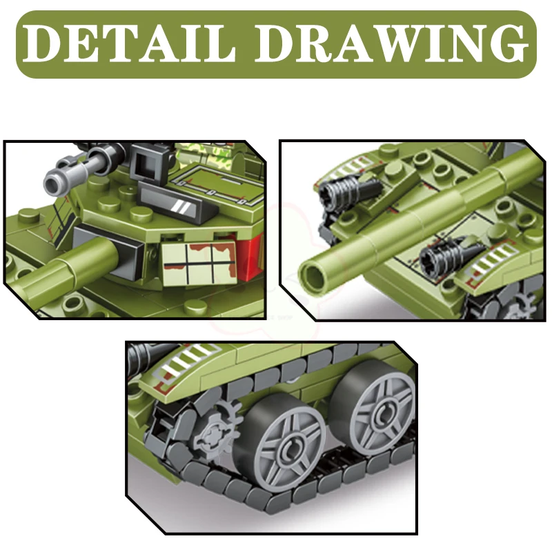 331pcs Military T-85 Main Battle Tank Vehicles WW2 Army Soldier Figures Building Blocks Kids Toys For Children Boy