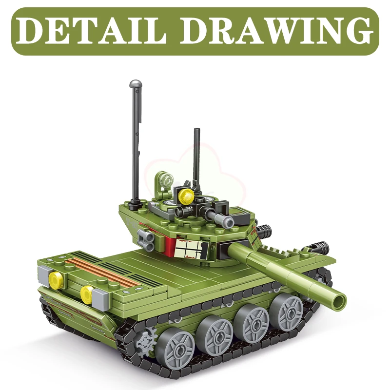331pcs Military T-85 Main Battle Tank Vehicles WW2 Army Soldier Figures Building Blocks Kids Toys For Children Boy