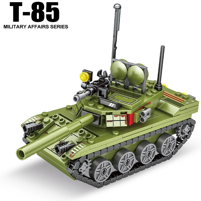 331pcs Military T-85 Main Battle Tank Vehicles WW2 Army Soldier Figures Building Blocks Kids Toys For Children Boy