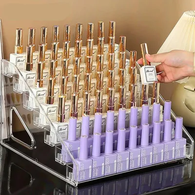 3/4/5/6/7 Layers Acrylic Nail Polish Display Rack Transparent Cosmetic Organizer Multi-layer Simple Mounting Rack Stand
