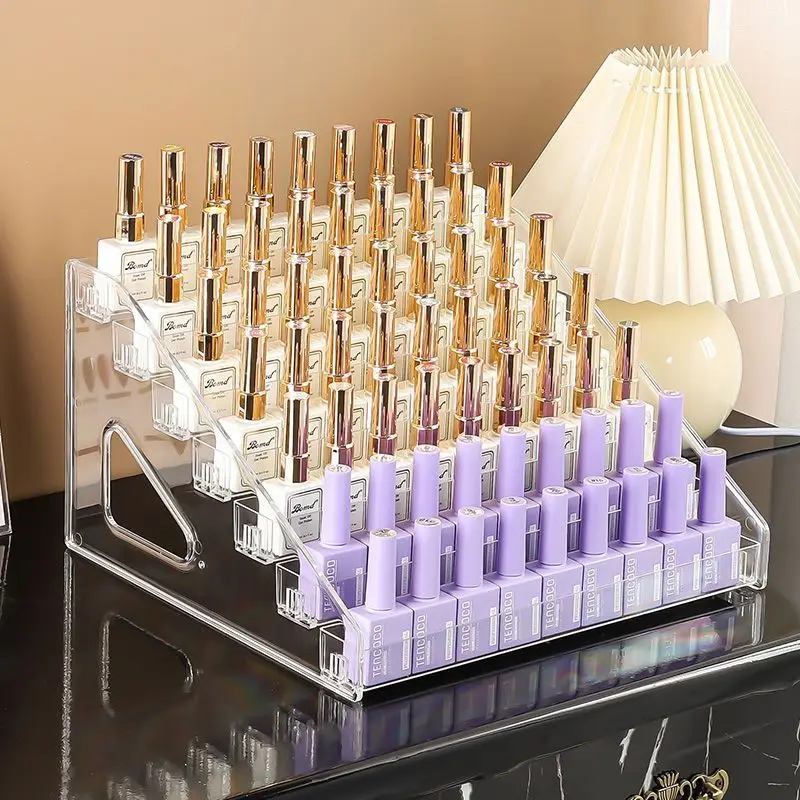 3/4/5/6/7 Layers Acrylic Nail Polish Display Rack Transparent Cosmetic Organizer Multi-layer Simple Mounting Rack Stand
