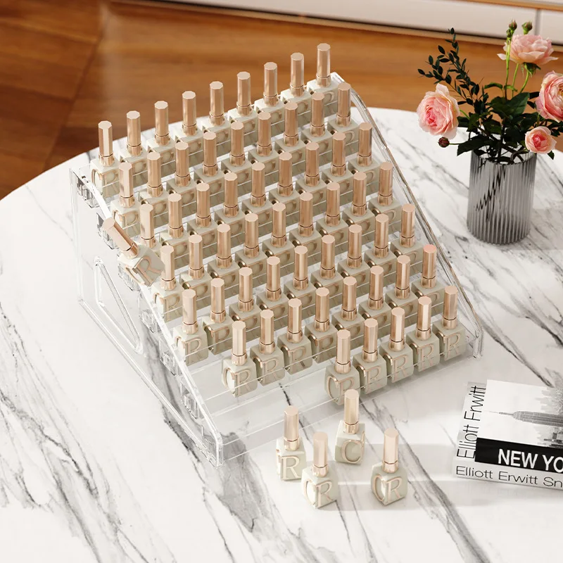 3/4/5/6/7 Layers Acrylic Nail Polish Display Rack Transparent Cosmetic Organizer Multi-layer Simple Mounting Rack Stand