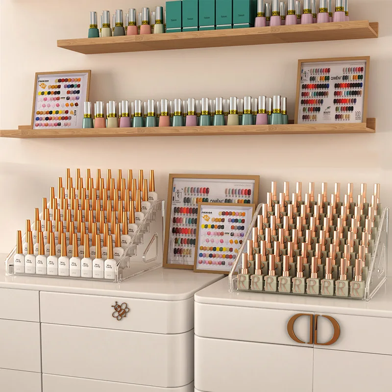 3/4/5/6/7 Layers Acrylic Nail Polish Display Rack Transparent Cosmetic Organizer Multi-layer Simple Mounting Rack Stand