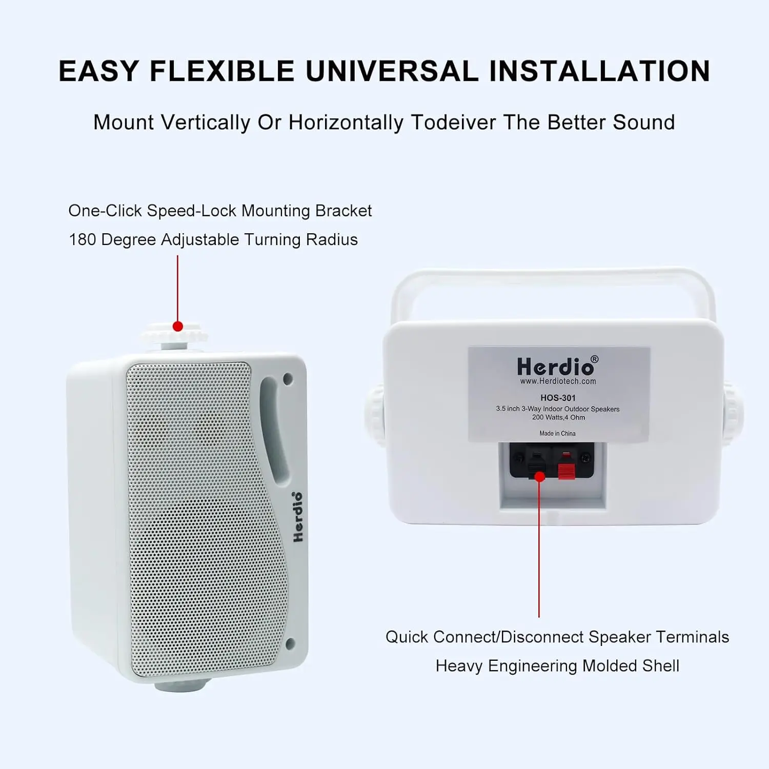 3.5'' 2PCS Passive Outdoor Speakers Wired Waterproof 200W 3 Way Premium Mountable Wall Mount Speakers With Superior 3.5'' 2PCS Passive Outdoor Speakers Wired Waterproof 200W 3 Way Premium Mountable Wall Mount Speakers With Superior