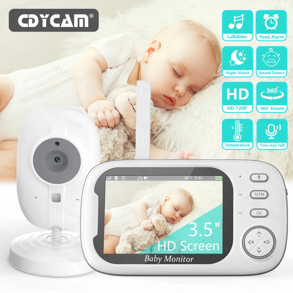 3.5 inch Wireless Video Baby Monitor Night Vision Temperature Monitoring 2 Way Audio Talk Baby Nanny Security Camera