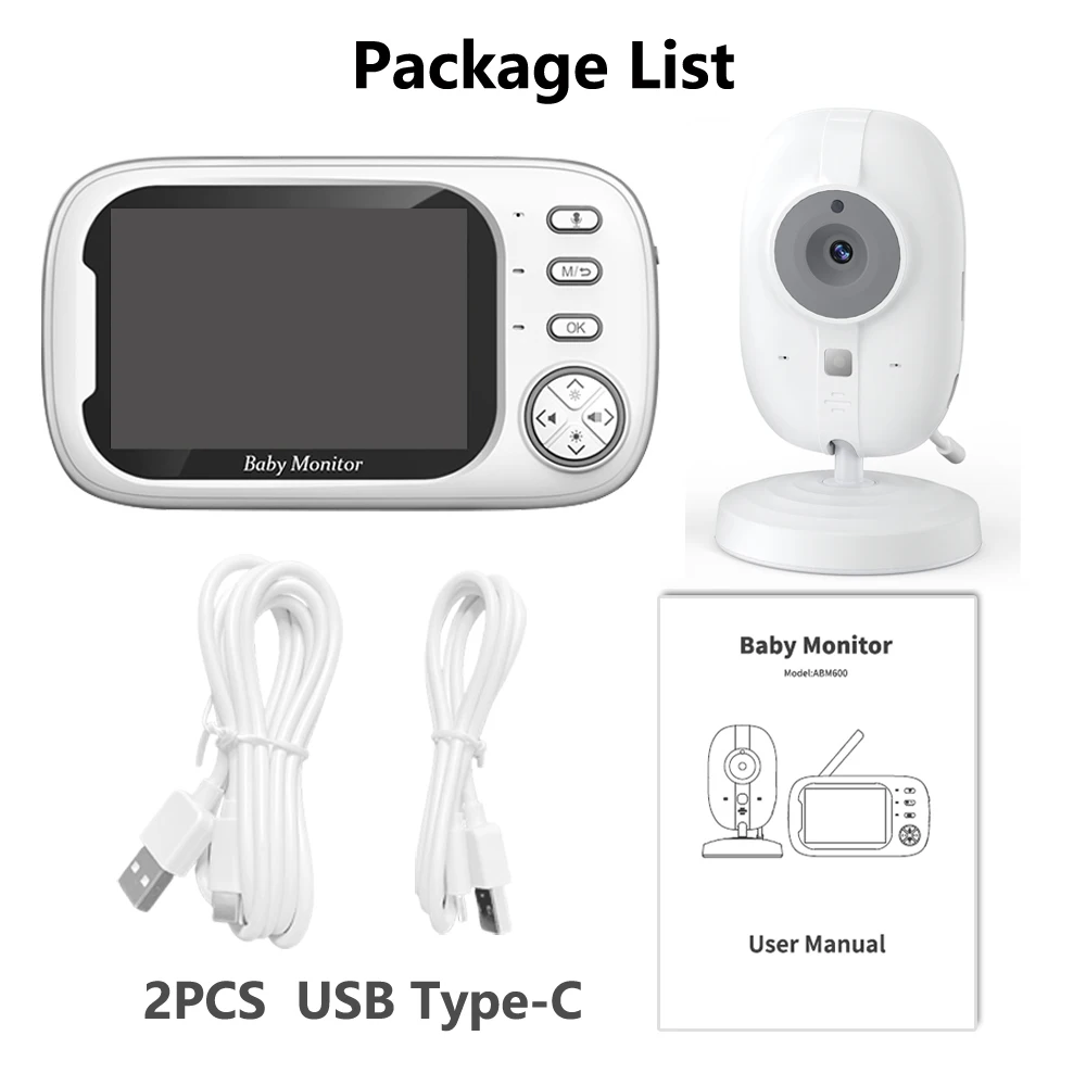 3.5 inch Wireless Video Baby Monitor Night Vision Temperature Monitoring 2 Way Audio Talk Baby Nanny Security Camera