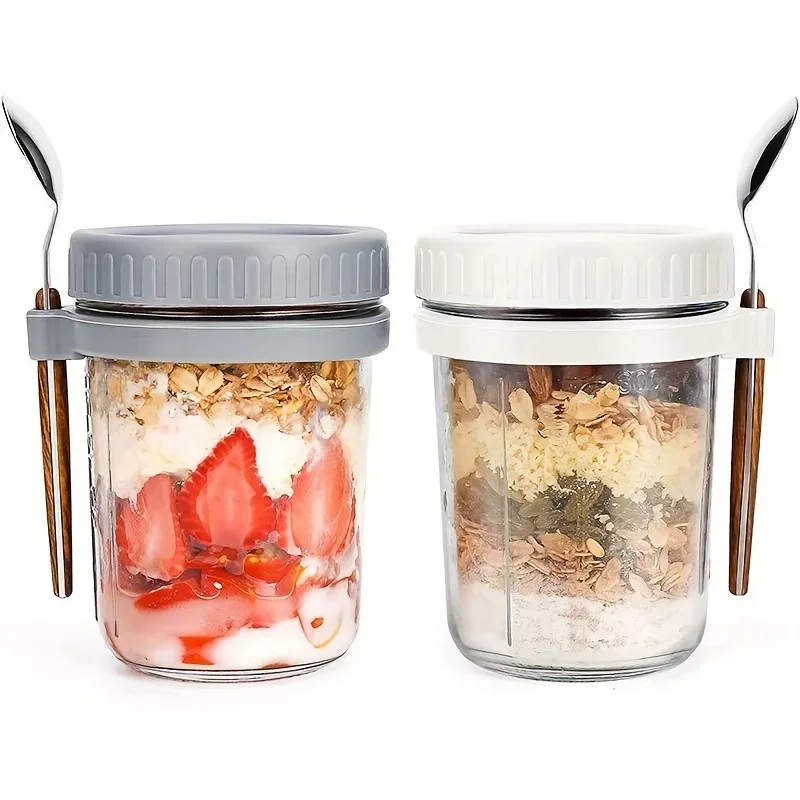 350ML Overnight Oat Cup Glass With Lid And Spoon Seal Food Breakfast Cup Portable Cereal Milk Salad Yogurt Cup Kitchen 350ML Overnight Oat Cup Glass With Lid And Spoon Seal Food Breakfast Cup Portable Cereal Milk Salad Yogurt Cup Kitchen