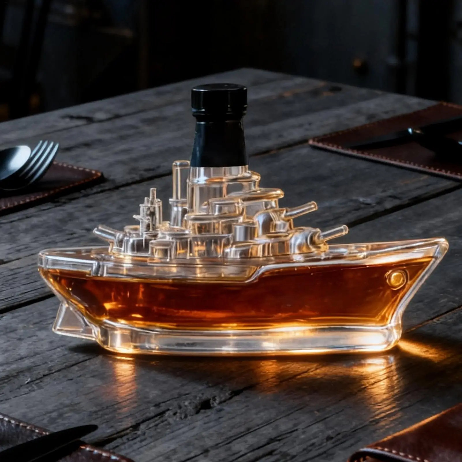 350ml Warship Shape Glass Liquor Bottle Empty Whisky Vodka Jar for Home Bar Collection Gift Decoration Accessories 350ml Warship Shape Glass Liquor Bottle Empty Whisky Vodka Jar for Home Bar Collection Gift Decoration Accessories