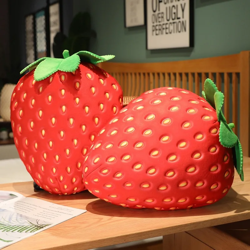 35cm Lifelike Strawberry Plush Toy Simulation Strawberry Pillow Soft Filled Fruit Sofa Cushion Home Decor Gift for