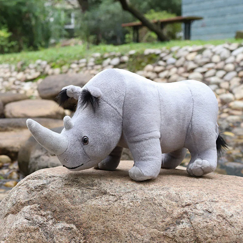 35cm Real Life Rhinoceros Plush Toy Stuffed Lifelike African Rhinos Wild Animals Doll Toys For Kids Children Xmas Gift
