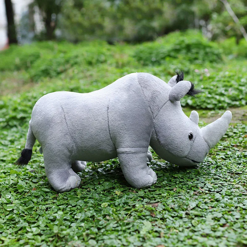35cm Real Life Rhinoceros Plush Toy Stuffed Lifelike African Rhinos Wild Animals Doll Toys For Kids Children Xmas Gift