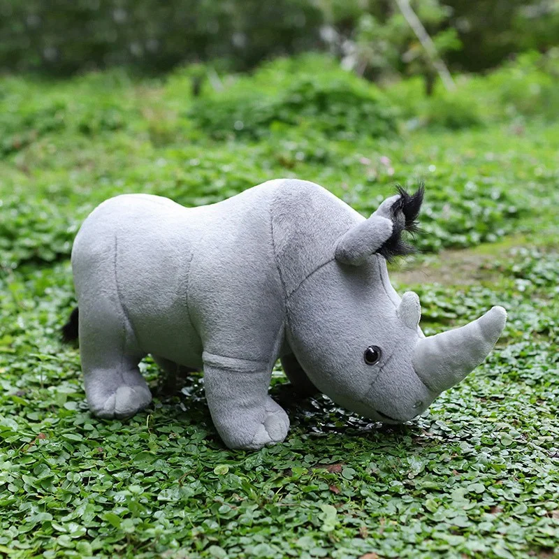 35cm Real Life Rhinoceros Plush Toy Stuffed Lifelike African Rhinos Wild Animals Doll Toys For Kids Children Xmas Gift