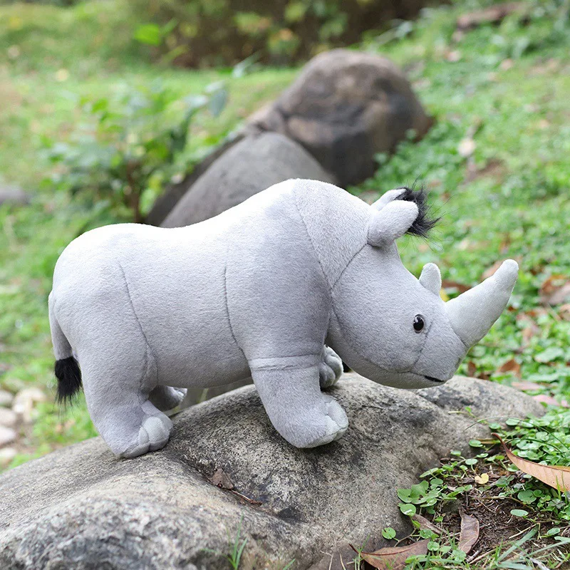 35cm Real Life Rhinoceros Plush Toy Stuffed Lifelike African Rhinos Wild Animals Doll Toys For Kids Children Xmas Gift