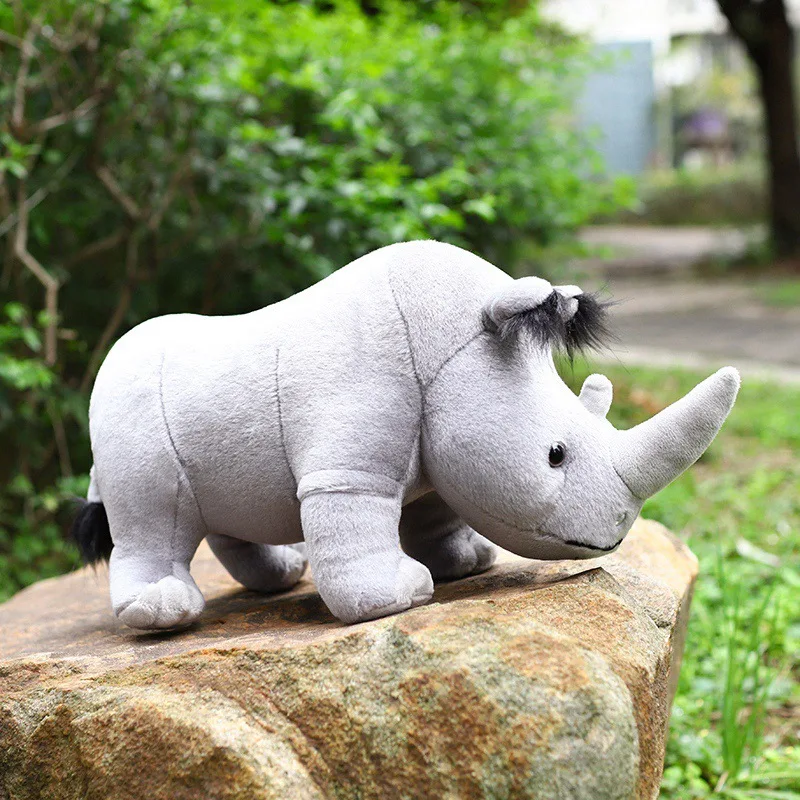 35cm Real Life Rhinoceros Plush Toy Stuffed Lifelike African Rhinos Wild Animals Doll Toys For Kids Children Xmas Gift