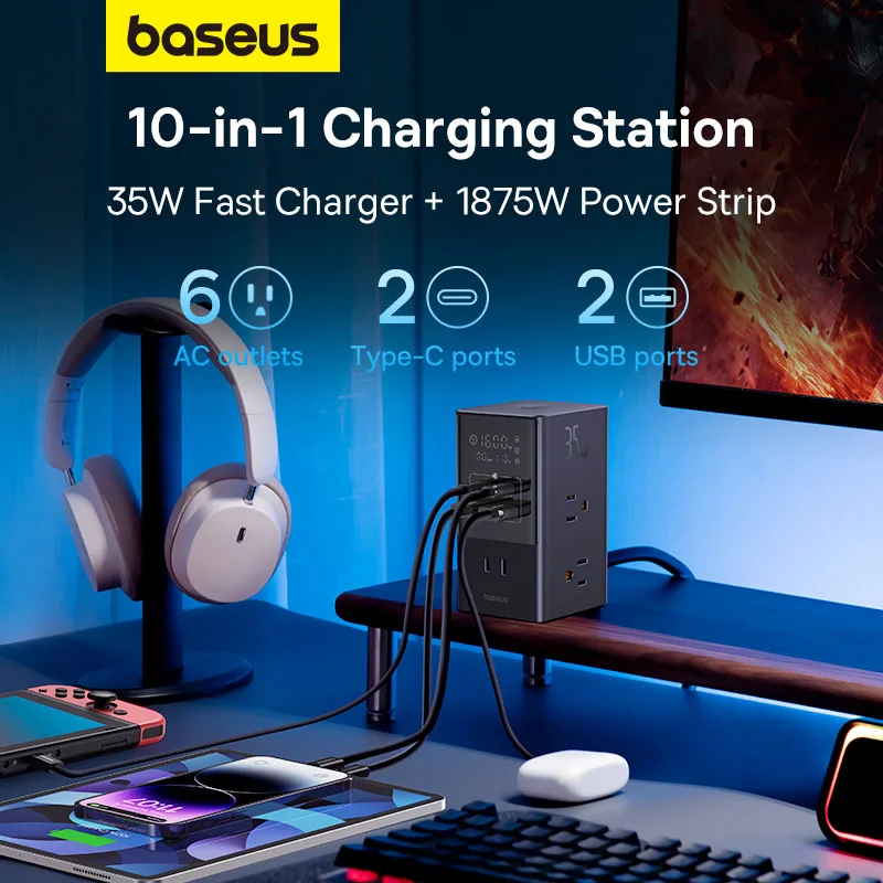 35W Fast Charging Digital Power Strip 7-in-1 Charging Station 4000W Rated Power Digital Display For iPhone 15 14 Pro Max 35W Fast Charging Digital Power Strip 7-in-1 Charging Station 4000W Rated Power Digital Display For iPhone 15 14 Pro Max