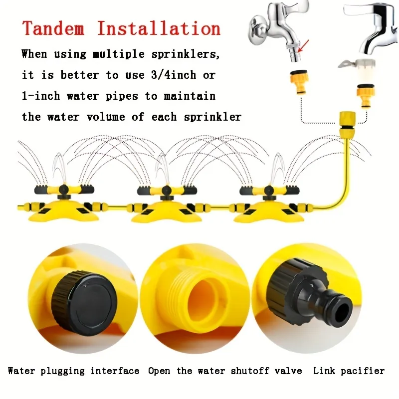 360° Automatic Rotating Trigeminal Sprinkler For Irrigation Rotating Sprinkler Tandem Sprinkler Sprayers Watering 360° Automatic Rotating Trigeminal Sprinkler For Irrigation Rotating Sprinkler Tandem Sprinkler Sprayers Watering