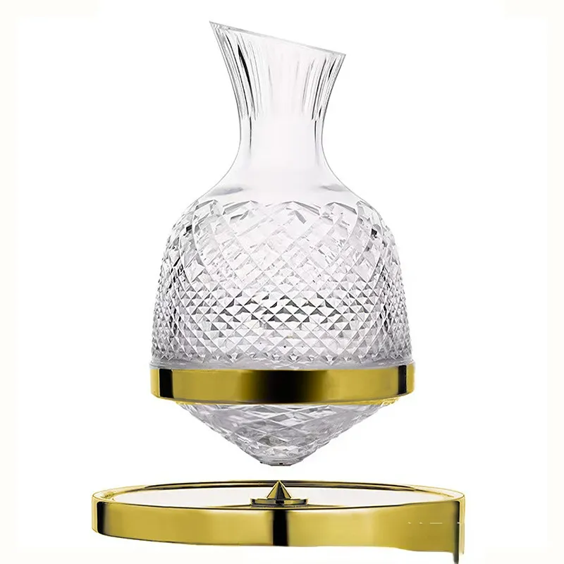 360 Rotating Wine Decanter Tumbler Design Dispenser Crystal Glass Wine Aerator Mirror Jug Gift Bar Decor Art Glassware