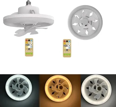 360° Shaking Head Ceiling Fan Light With Remote Control 3-Gear Dimmable Home Living Room Study 3-Speed Adjustable Fan