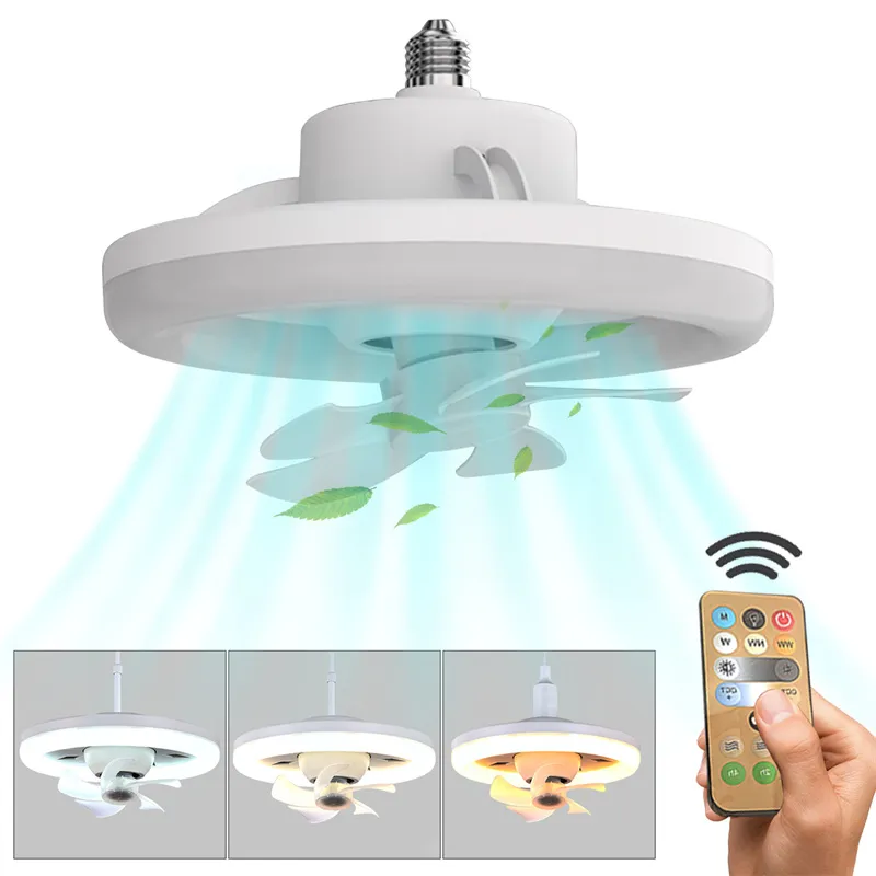 360° Shaking Head Ceiling Fan Light With Remote Control 3-Gear Dimmable Home Living Room Study 3-Speed Adjustable Fan