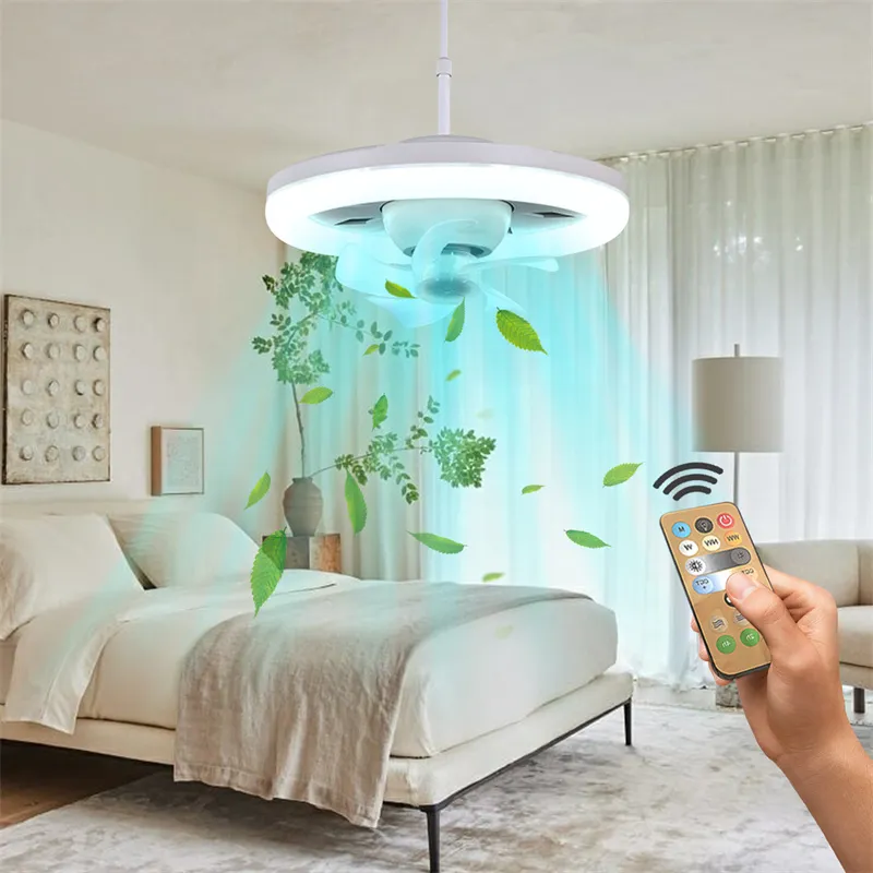 360° Shaking Head Ceiling Fan Light With Remote Control 3-Gear Dimmable Home Living Room Study 3-Speed Adjustable Fan