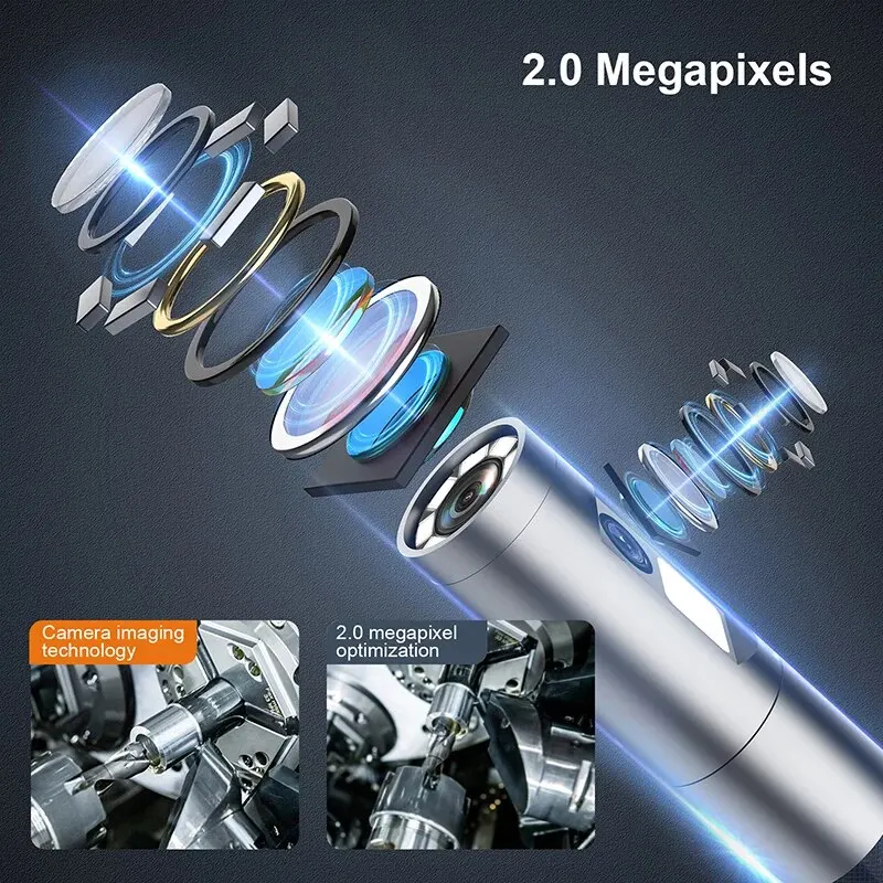 360° Steering Industrial Endoscope Camera 8mm 5″IPS Screen Single and Dual Lens Inspection Borescope 1080P For Car