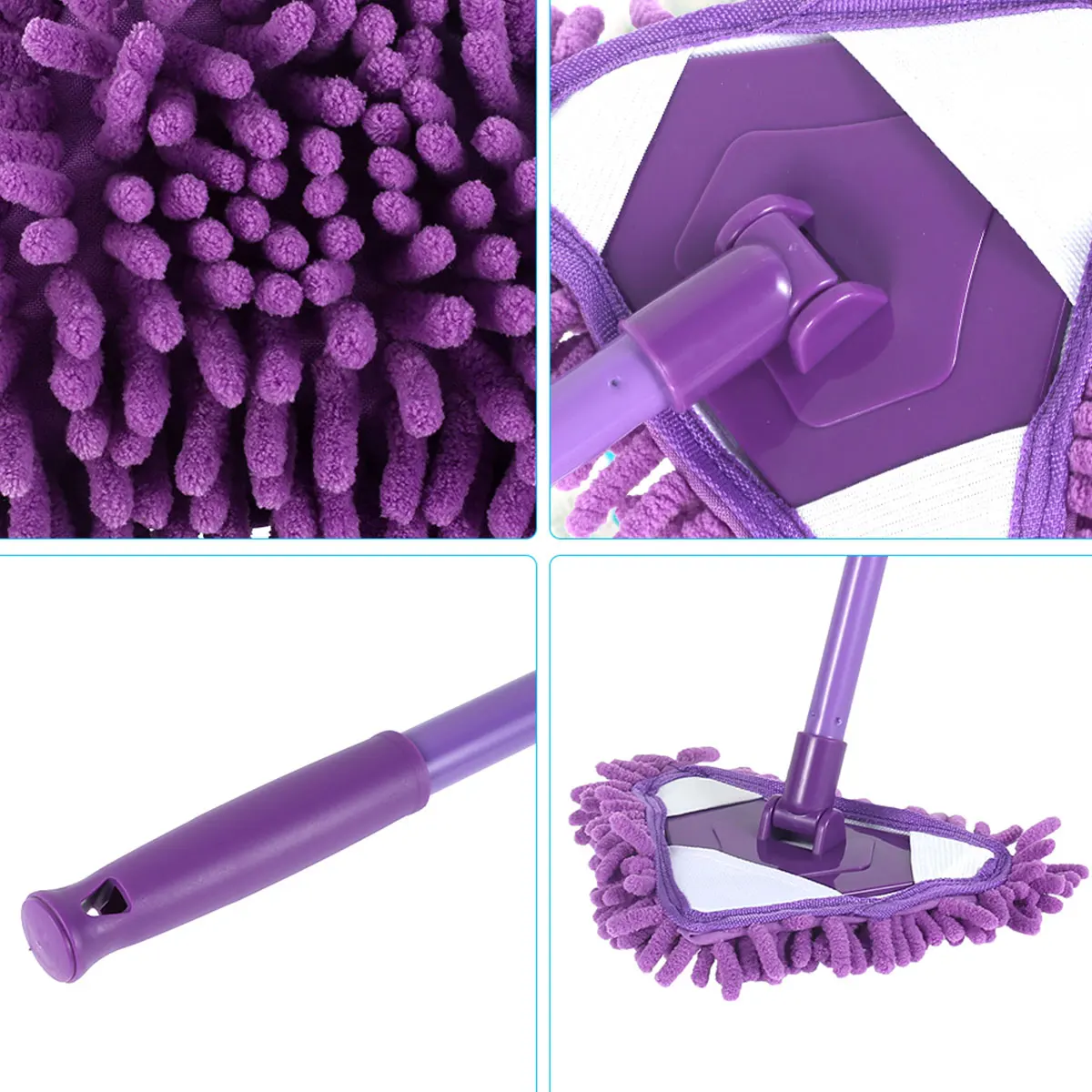 360° Triangle Mop Telescopic Rotatable Cleaning Lazy Mop Multifunctional Dust Flat Mop for Ceiling Floor Bathroom Glass