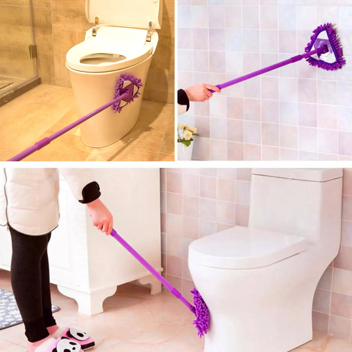 360° Triangle Mop Telescopic Rotatable Cleaning Lazy Mop Multifunctional Dust Flat Mop for Ceiling Floor Bathroom Glass