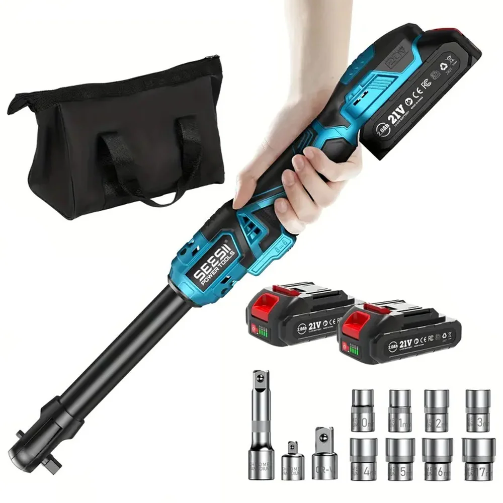 3/8” 80Nm Cordless Electric Wrench 6” Extended Ratchet Wrench Electric Angle Wrench Driver Auto Repair Tools Set 12V 3/8” 80Nm Cordless Electric Wrench 6” Extended Ratchet Wrench Electric Angle Wrench Driver Auto Repair Tools Set 12V