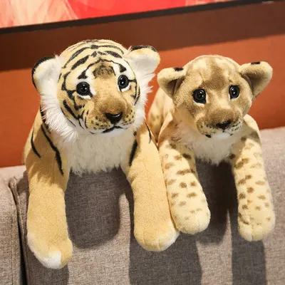 39-58cm Simulation Lion Tiger Leopard Plush Toys Home Decor Stuffed Cute Animals Dolls Soft Real Like Pillow for Kids