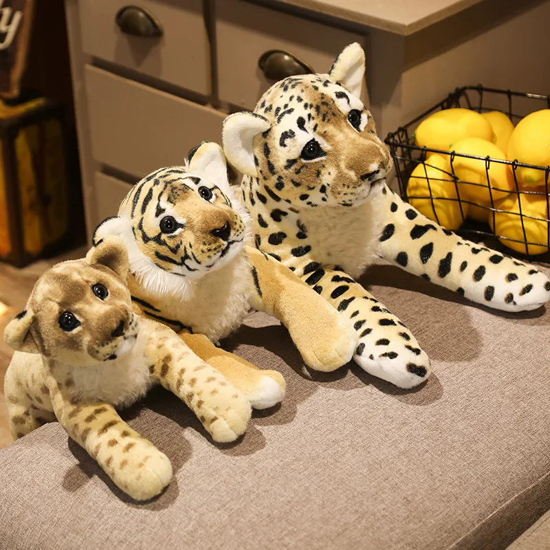 39-58cm Simulation Lion Tiger Leopard Plush Toys Home Decor Stuffed Cute Animals Dolls Soft Real Like Pillow for Kids