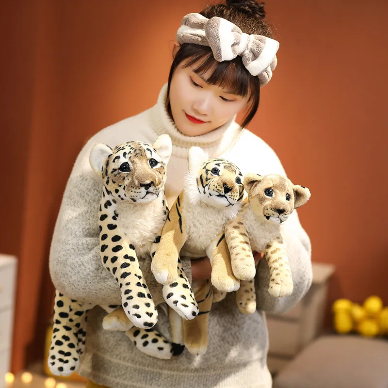39-58cm Simulation Lion Tiger Leopard Plush Toys Home Decor Stuffed Cute Animals Dolls Soft Real Like Pillow for Kids