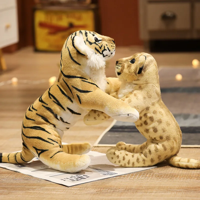39-58cm Simulation Lion Tiger Leopard Plush Toys Home Decor Stuffed Cute Animals Dolls Soft Real Like Pillow for Kids
