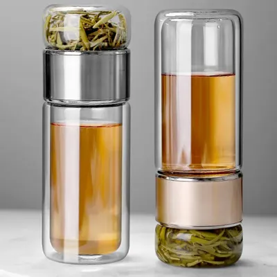 390ML Tea Water Bottle High Borosilicate Glass Double Layer Tea Water Cup Infuser Tumbler Drinkware Water Bottle With 390ML Tea Water Bottle High Borosilicate Glass Double Layer Tea Water Cup Infuser Tumbler Drinkware Water Bottle With