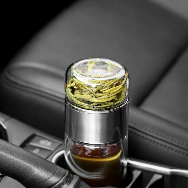 390ML Tea Water Bottle High Borosilicate Glass Double Layer Tea Water Cup Infuser Tumbler Drinkware Water Bottle With 390ML Tea Water Bottle High Borosilicate Glass Double Layer Tea Water Cup Infuser Tumbler Drinkware Water Bottle With
