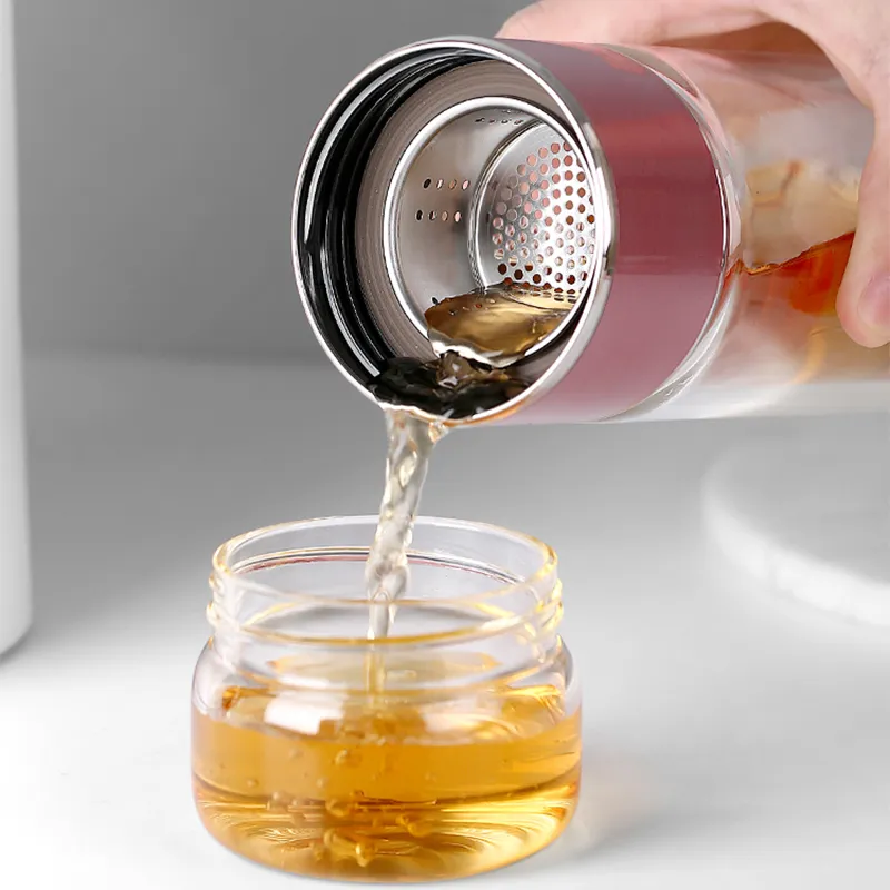 390ML Tea Water Bottle High Borosilicate Glass Double Layer Tea Water Cup Infuser Tumbler Drinkware Water Bottle With 390ML Tea Water Bottle High Borosilicate Glass Double Layer Tea Water Cup Infuser Tumbler Drinkware Water Bottle With