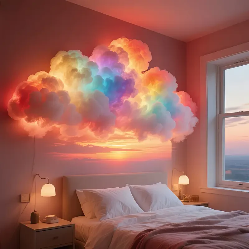39.3inch 3D Thunder Cloud LED Ambient Light Remote and APP Control DIY Color Changing Light lamp for Game Room Party