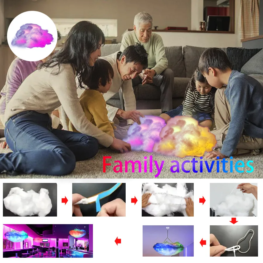 39.3inch 3D Thunder Cloud LED Ambient Light Remote and APP Control DIY Color Changing Light lamp for Game Room Party
