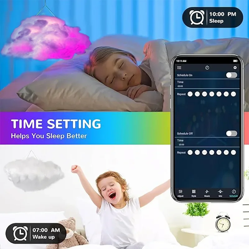 39.3inch 3D Thunder Cloud LED Ambient Light Remote and APP Control DIY Color Changing Light lamp for Game Room Party