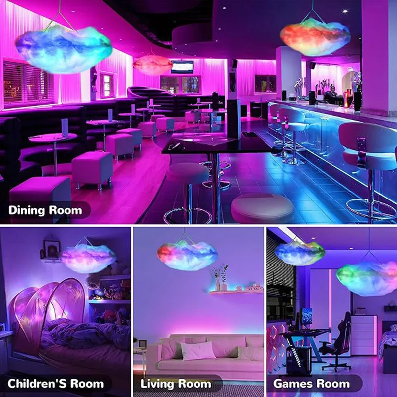 39.3inch 3D Thunder Cloud LED Ambient Light Remote and APP Control DIY Color Changing Light lamp for Game Room Party