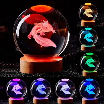 3D Axolotl Laser Engraved Crystal Ball Coloured Night Light 3D Axolotl Laser Engraved Crystal Ball Coloured Night Light