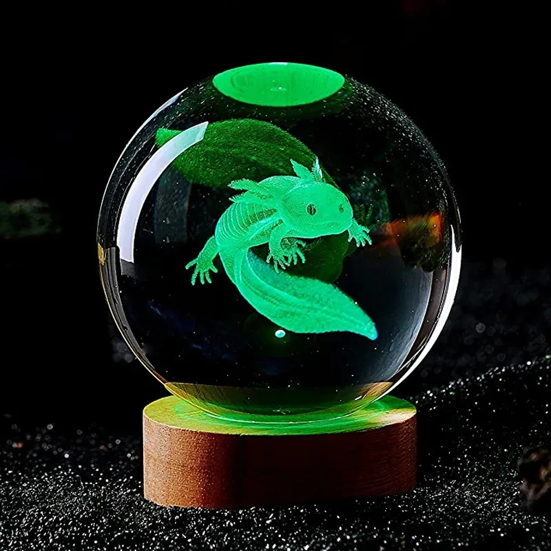 3D Axolotl Laser Engraved Crystal Ball Coloured Night Light 3D Axolotl Laser Engraved Crystal Ball Coloured Night Light