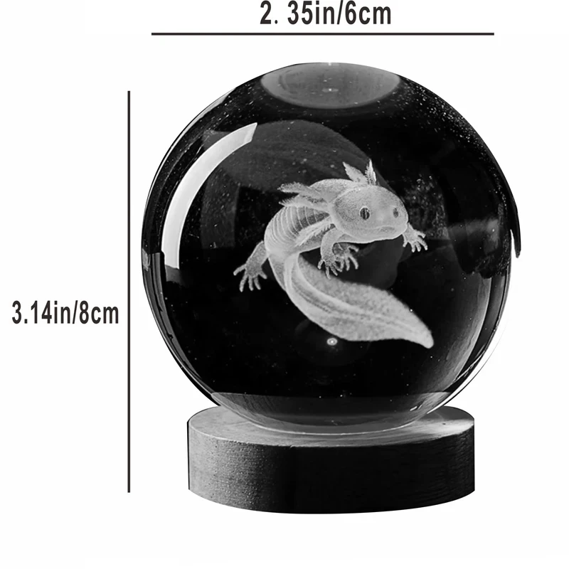 3D Axolotl Laser Engraved Crystal Ball Coloured Night Light 3D Axolotl Laser Engraved Crystal Ball Coloured Night Light