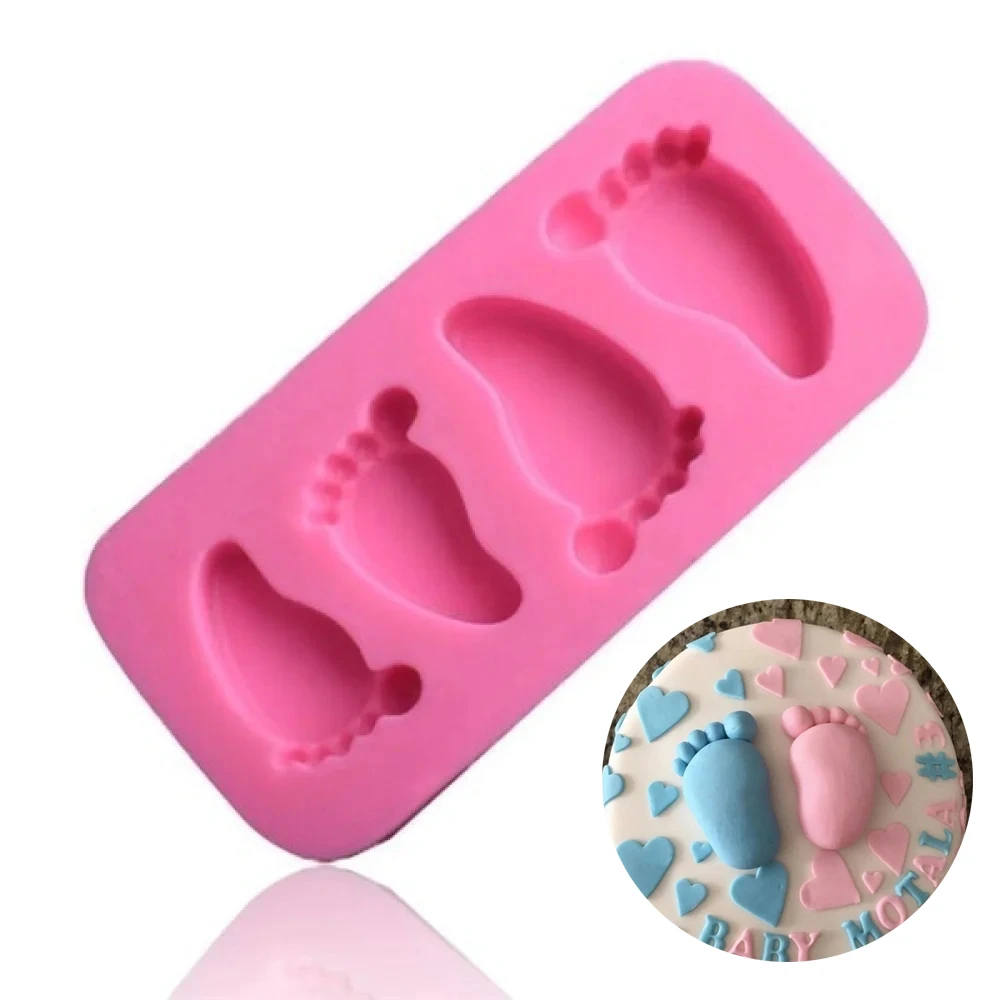 3D Baby Feet Silicone Mold Chocolate Fondant Baking Paste Mold Bakeware Pudding Cake Decorating Baking Tool