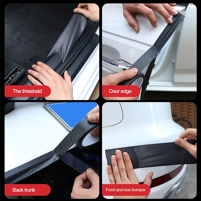 3D Carbon Fiber Sticker Car Threshold Protective Film Anti Scratch Waterproof Matte Black Nano Sticker for Car Body