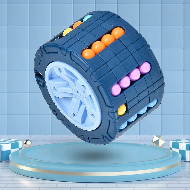 3D Cylinder Cube Toy Magical Bean Gyro Rotate Slide Puzzle Games Relieve Stress Children Educational Montessori Infant