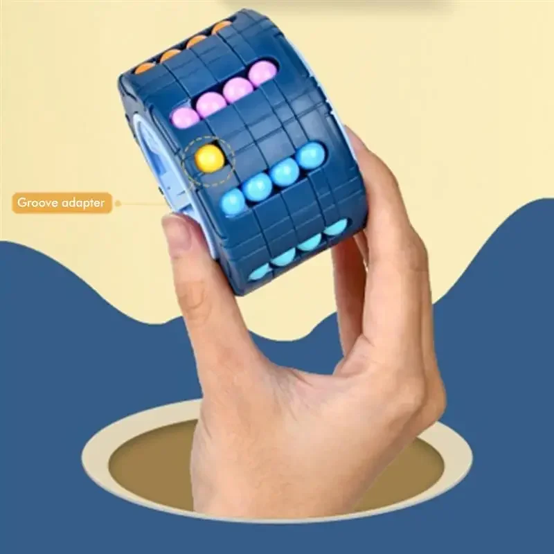 3D Cylinder Cube Toy Magical Bean Gyro Rotate Slide Puzzle Games Relieve Stress Children Educational Montessori Infant