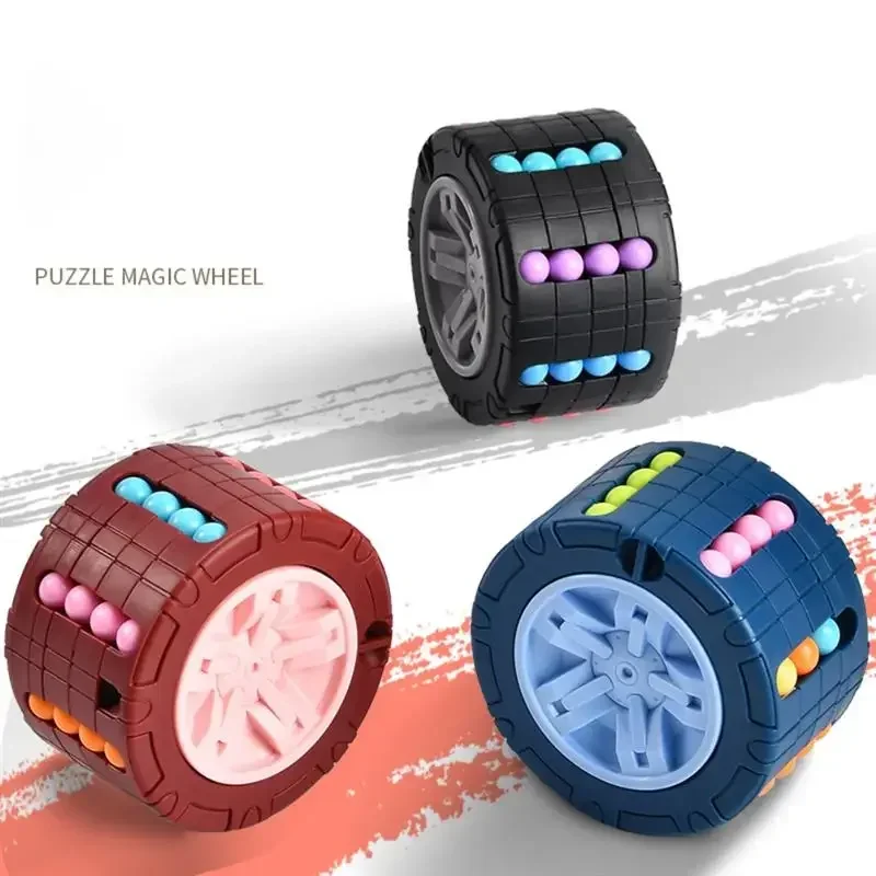 3D Cylinder Cube Toy Magical Bean Gyro Rotate Slide Puzzle Games Relieve Stress Children Educational Montessori Infant
