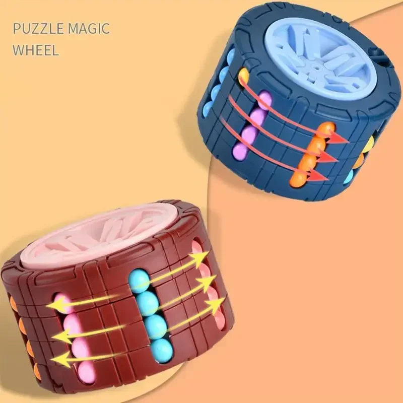 3D Cylinder Cube Toy Magical Bean Gyro Rotate Slide Puzzle Games Relieve Stress Children Educational Montessori Infant