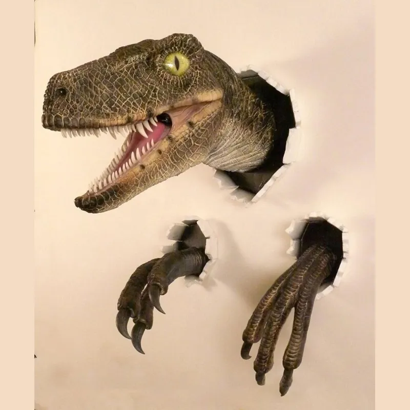 3D Dinosaur Decoration Velociraptor Set Resin Wall Atmosphere Decorative Props 3D Dinosaur Decoration Velociraptor Set Resin Wall Atmosphere Decorative Props