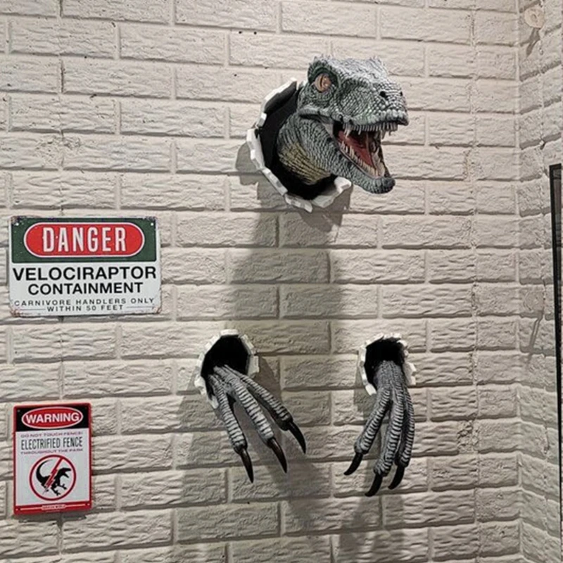 3D Dinosaur Decoration Velociraptor Set Resin Wall Atmosphere Decorative Props 3D Dinosaur Decoration Velociraptor Set Resin Wall Atmosphere Decorative Props
